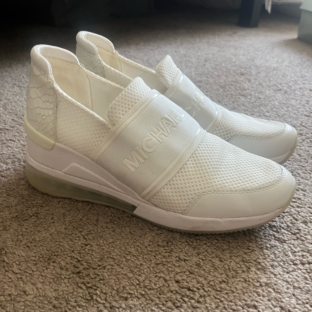 Michael Kors Felix Slip on Wedge Sneakers White 7.5